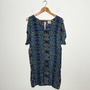 SW3 BESPOKE Silk Dress Swim Cover Up Kaftan Womens Small Paisley Boho Maximalist